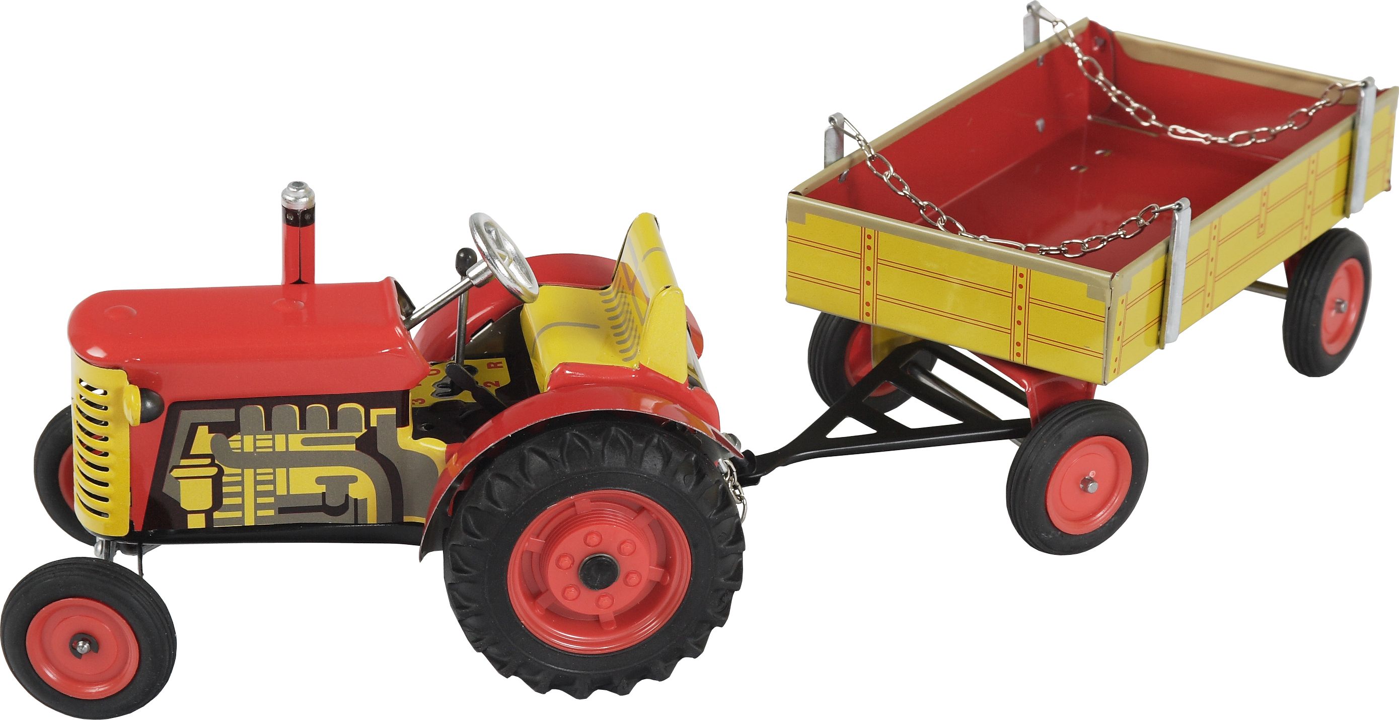 Červený traktor s valníkem - plastový disky - obrázek 1