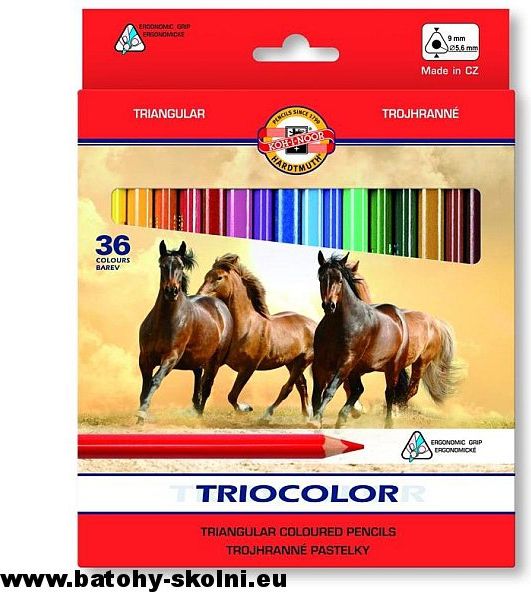 Trojhranné silné pastelky Koně Koh-i-noor TR9 3145-36 barev - obrázek 1