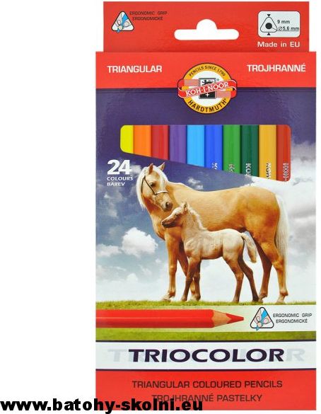 Trojhranné silné pastelky Koně Koh-i-noor TR9 3144-24 barev - obrázek 1