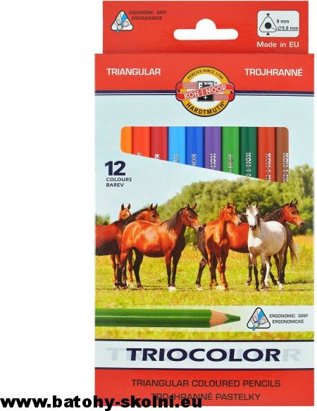Trojhranné silné pastelky Koně Koh-i-noor TR9 3142-12 barev - obrázek 1