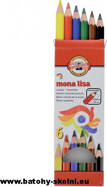 Pastelky Koh-i-noor školní silné OK 10 Mona Lisa 3371-6 barev - obrázek 1