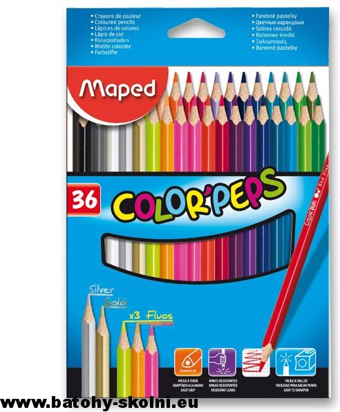 Školní trojhranné pastelky Maped Color Peps 36 ks barev - obrázek 1