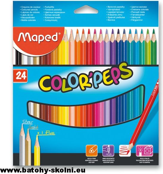 Školní trojhranné pastelky Maped Color Peps 24 ks barev - obrázek 1