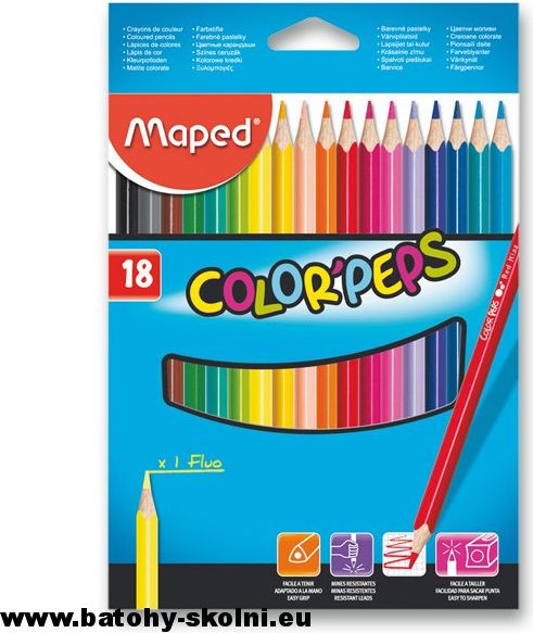 Školní trojhranné pastelky Maped Color Peps 18 ks barev - obrázek 1