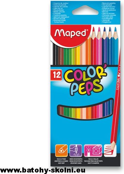 Školní trojhranné pastelky Maped Color Peps 12 ks barev - obrázek 1