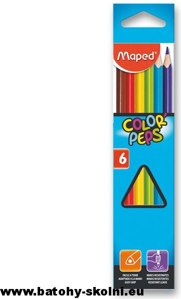 Školní trojhranné pastelky Maped Color Peps 6 ks barev - obrázek 1