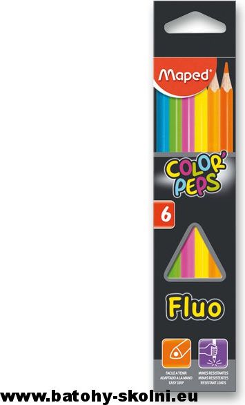 Školní trojhranné pastelky Maped Color Peps Fluo 6 ks barev - obrázek 1