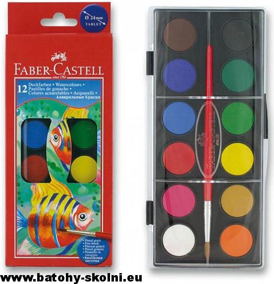 Vodové barvy malé Faber Castell - 12 barev 24 mm - obrázek 1