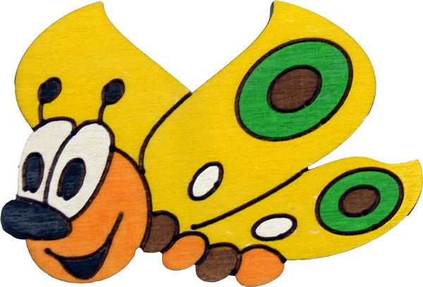 DoDo Dekorace s magnetem a lepíkem Motýl žlutý DM8 10x7cm - obrázek 1