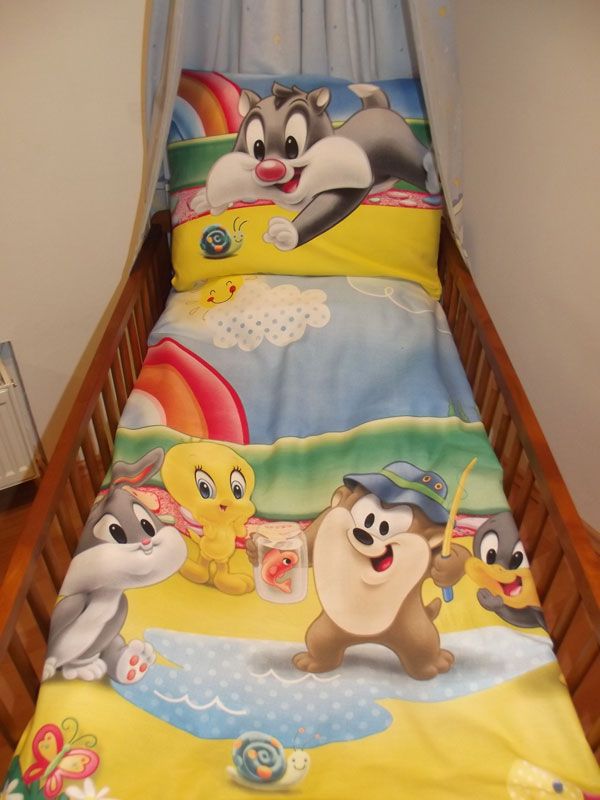 SDS Povlečení do postýlky Looney Tunes modrá Bavlna 90/130, 45/60 cm - obrázek 1