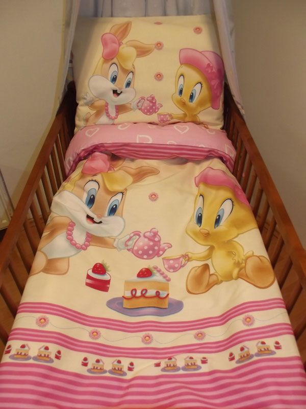 SDS Povlečení do postýlky Looney Tunes růžová Bavlna 90/130, 45/60 cm - obrázek 1