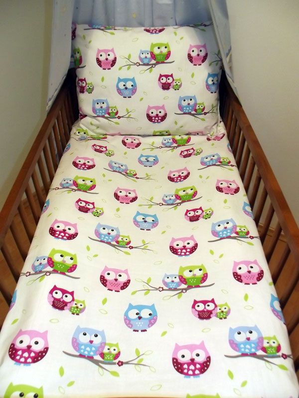 SDS Povlečení do postýlky Sovičky bílá bavlna 90/130, 45/60 cm - obrázek 1