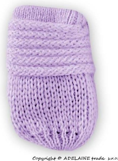 Zimní pletené  kojenecké rukavičky - lila - 0-1rok / 12cm rukavičky - obrázek 1