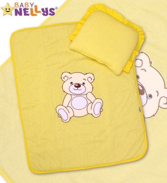 Sada do kočárku jersey Medvídek TEDDY BEAR Baby Nellys - krémově žlutá - obrázek 1