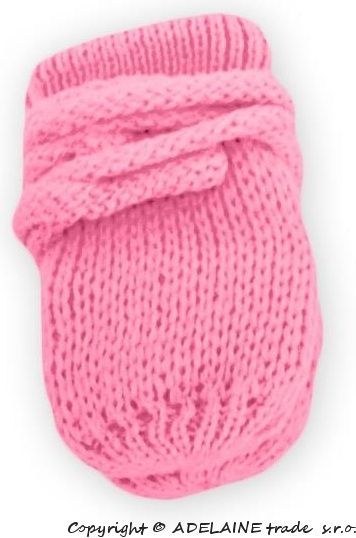 Zimní pletené kojenecké rukavičky - růžové - 12cm rukavičky - obrázek 1