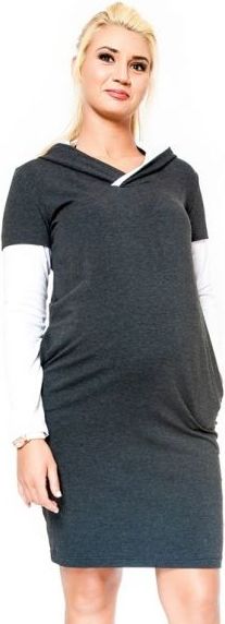 Těhotenské šaty/tunika s kapucí RIA - grafit - S/M - obrázek 1