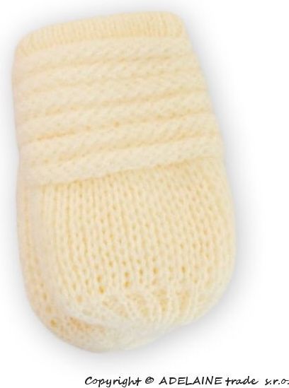 Zimní pletené  kojenecké rukavičky - smetana - 0-1rok / 12cm rukavičky - obrázek 1