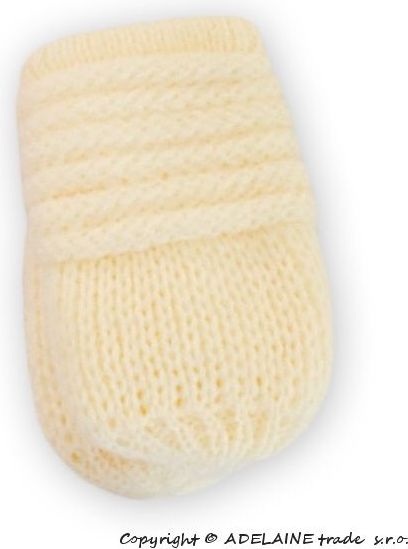 Zimní pletené kojenecké rukavičky - smetana - 0-1rok / 12cm rukavičky - obrázek 1