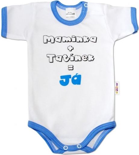 Body krátký rukáv Maminka + tatínek JÁ - modrý lem - 68 (4-6m) - obrázek 1