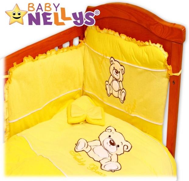 Povlečení do postýlky TEDDY BEAR Baby Nellys - jersey - žluté - 120x90 - obrázek 1