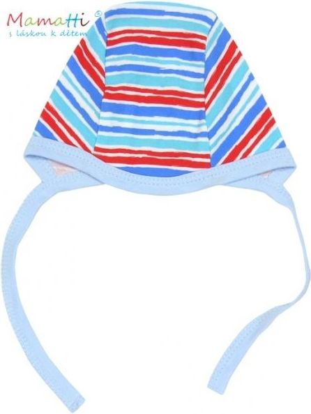 Čepička Mamatti - ZEBRA - sv. modrá/barevné proužky - 62 (2-3m) / 62 - obrázek 1