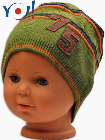 Podzimní čepička YO ! č. 75 - khaki - 52 čepičky obvod - obrázek 1