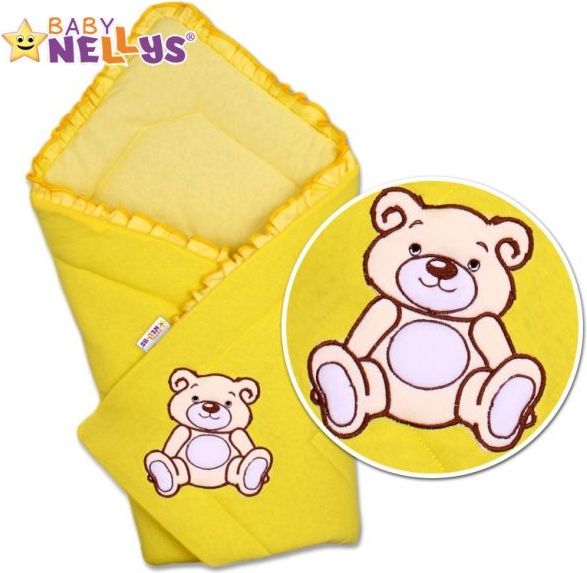 Zavinovačka TEDDY BEAR Baby Nellys - velur - žlutá - obrázek 1