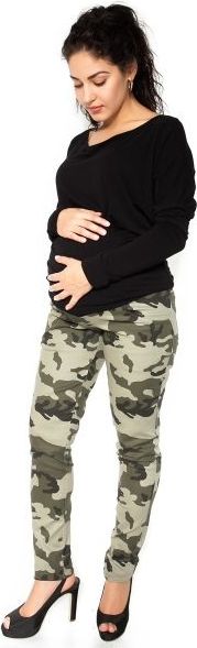 Těhotenské tepláky,kalhoty maskáčové - zelené - XS (32-34) / XS - obrázek 1