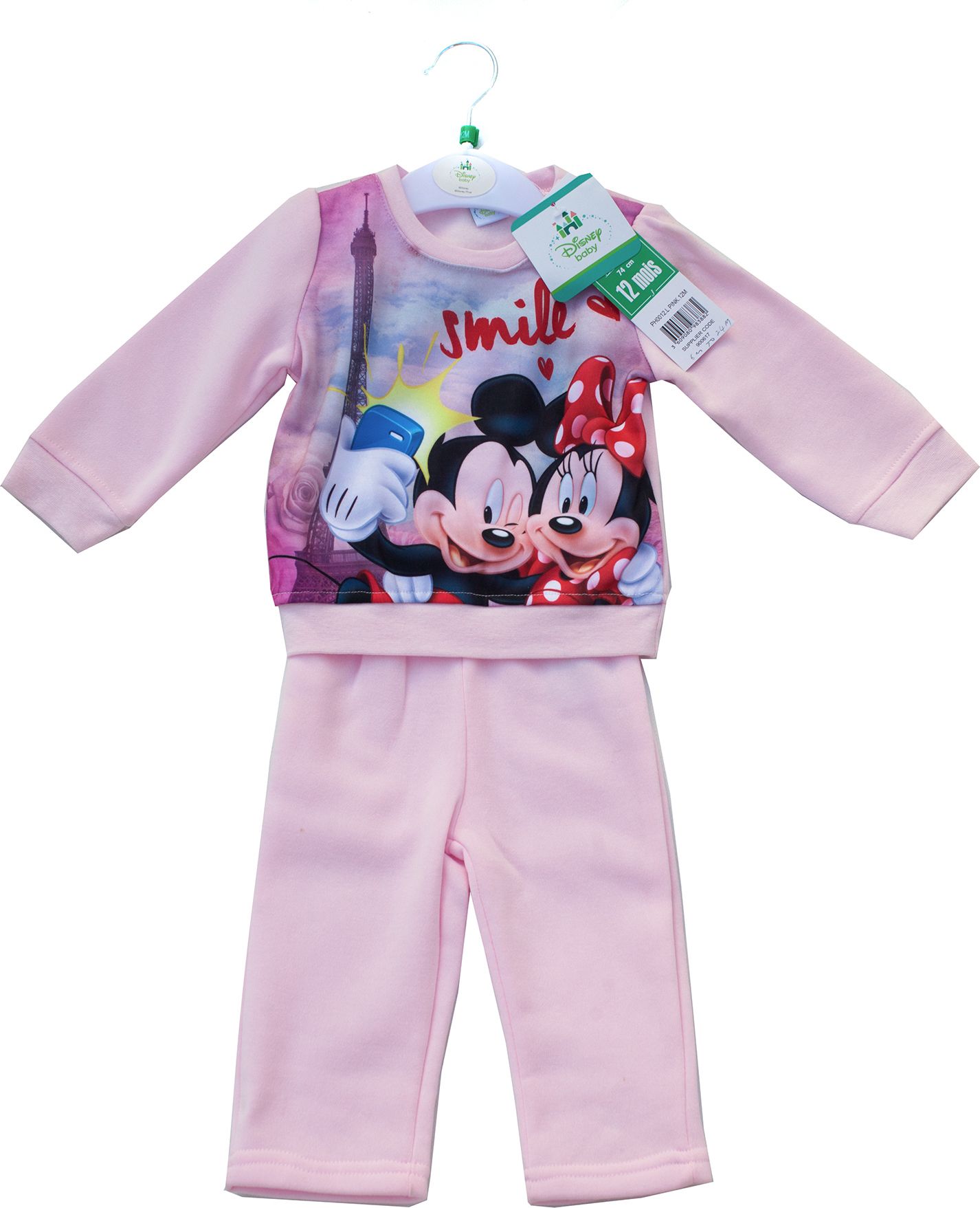 Disney Kojenecká tepláková souprava Mickey a Minnie růžová Velikost: 86 - obrázek 1