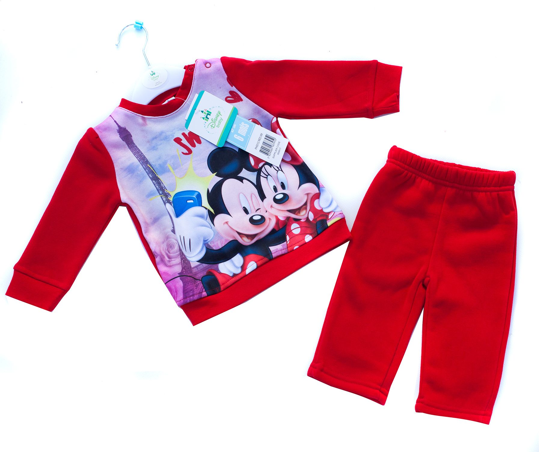 Disney Kojenecká tepláková souprava Mickey a Minnie červená Velikost: 80 - obrázek 1