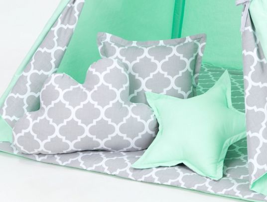 Baby Nellys Polštáře pro stan teepee, týpí - máta/maroko šedé - obrázek 1