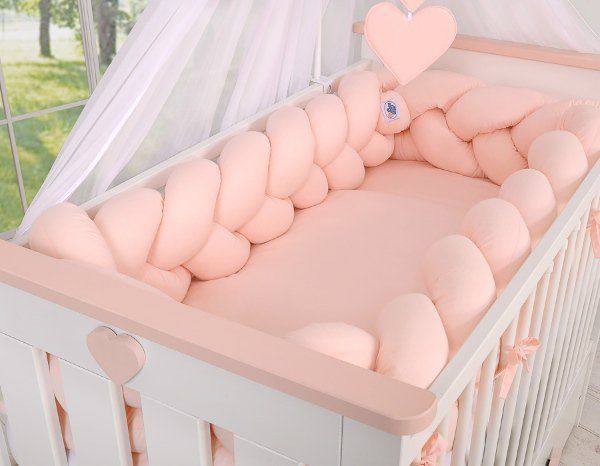 My Sweet Baby Mantinel XXL pletený do copu MAGIC LOOP okolo celé postýlky 360cm - lososová - obrázek 1