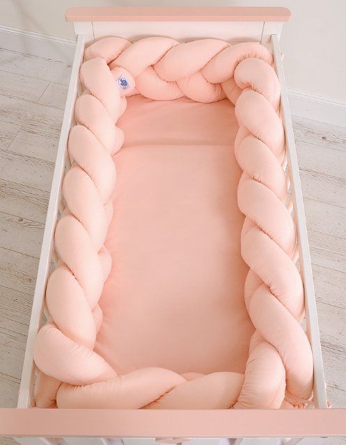 My Sweet Baby Mantinel XXL pletený do copu MAGIC LOOP okolo celé postýlky 360cm - lososová - obrázek 2