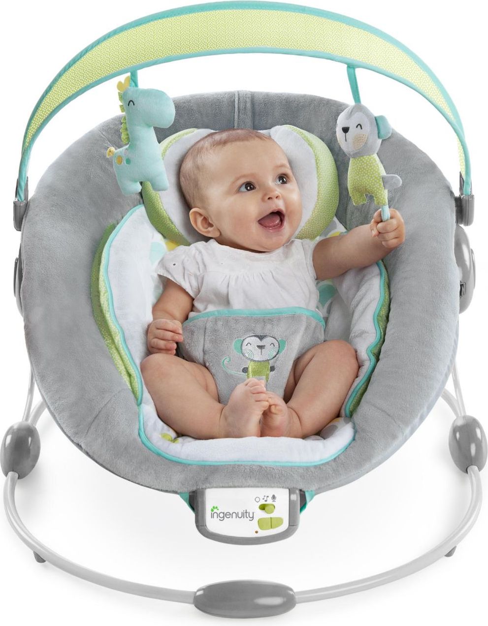 Bright Starts Lehátko vibrující s melodií a s bílým šumem Savvy Safari 0m +, do 9kg, 2018 - obrázek 3