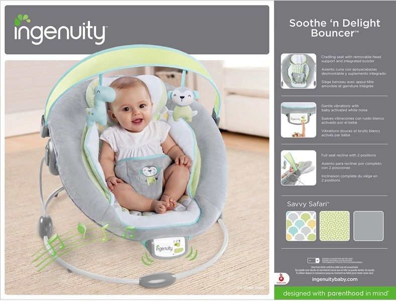 Bright Starts Lehátko vibrující s melodií a s bílým šumem Savvy Safari 0m +, do 9kg, 2018 - obrázek 10