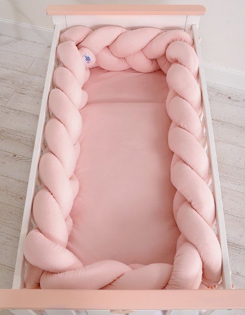My Sweet Baby Mantinel XXL pletený do copu MAGIC LOOP do postýlky 120x60 cm starorůžová - obrázek 3