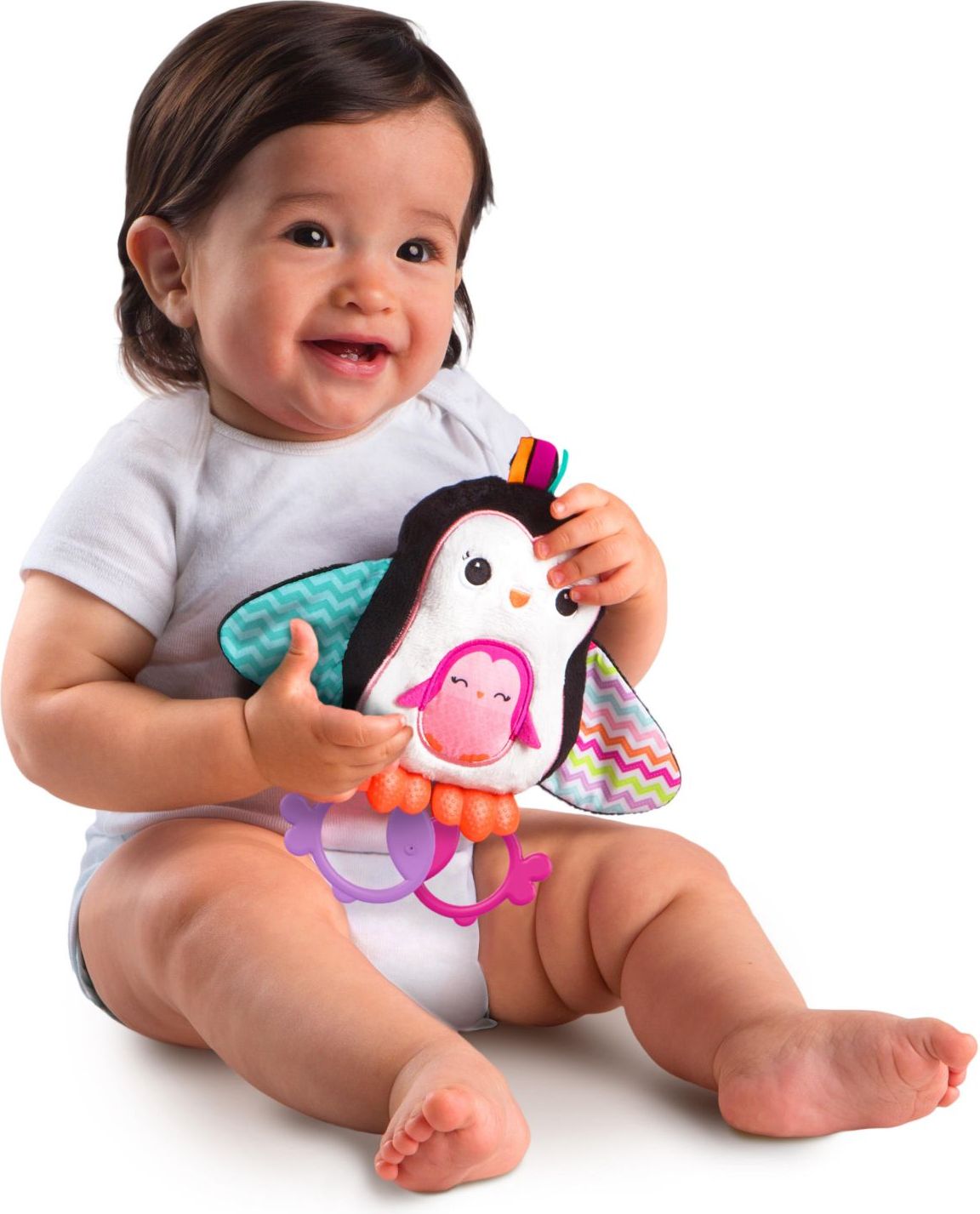 Bright Starts Hračka plyšová na zavěšení Cuddle&Teethe PIP - Tučňák 3m+ - obrázek 2