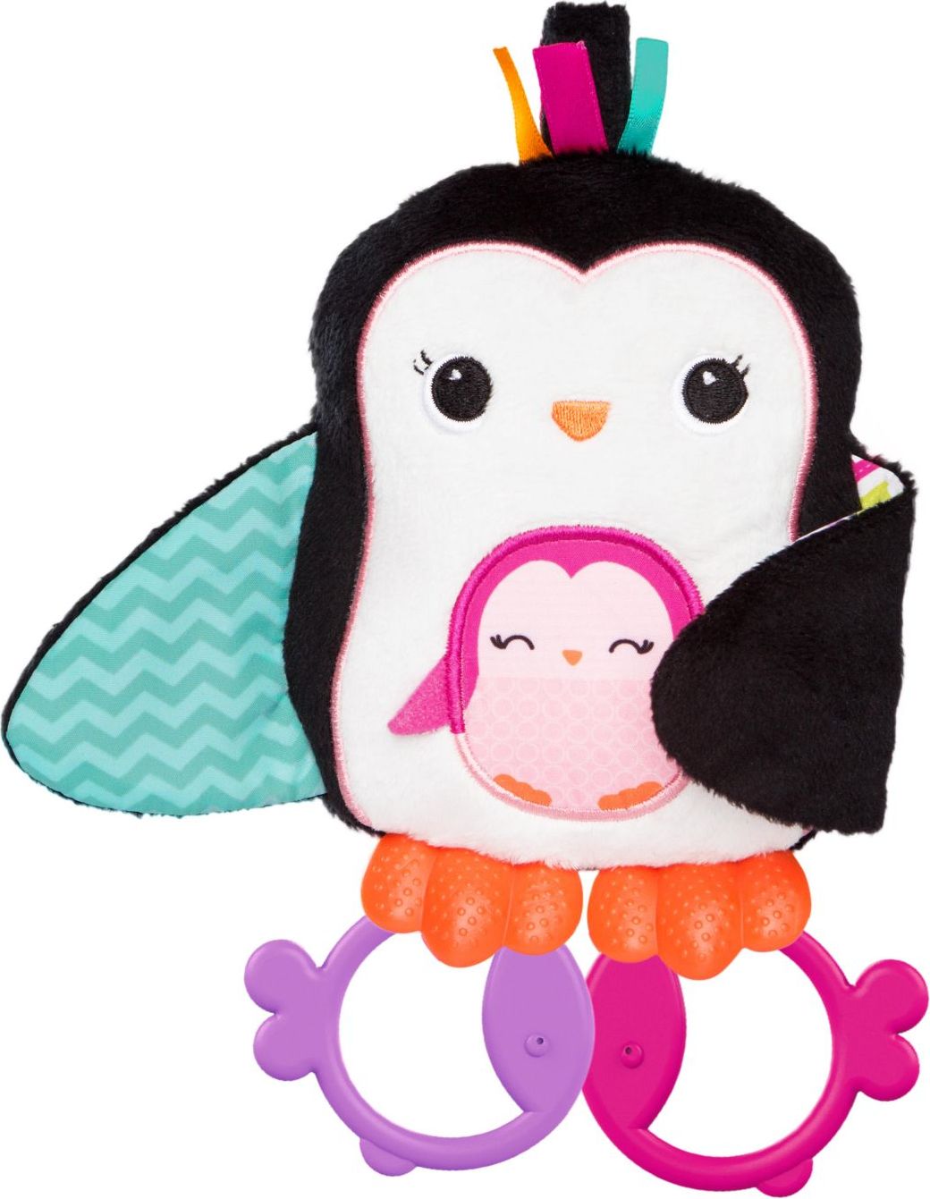 Bright Starts Hračka plyšová na zavěšení Cuddle&Teethe PIP - Tučňák 3m+ - obrázek 3
