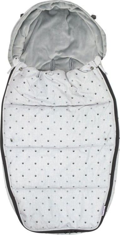 Dooky footmuff vel. L LIGHT GREY CROWNS DeLuxe - obrázek 1