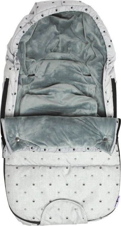 Dooky footmuff vel. S LIGHT GREY CROWNS DeLuxe - obrázek 2