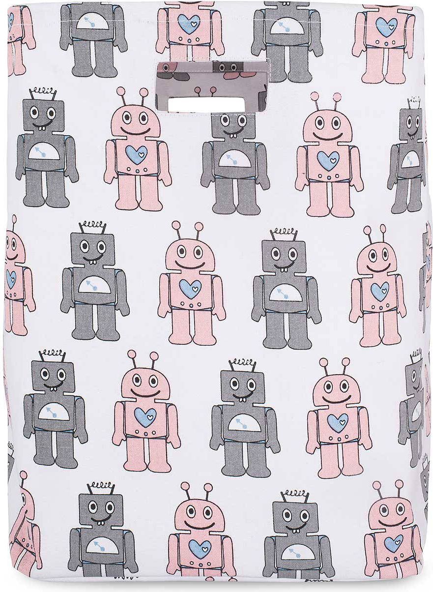 Jollein Koš na hračky XL CANVAS ROBOT PINK - obrázek 1