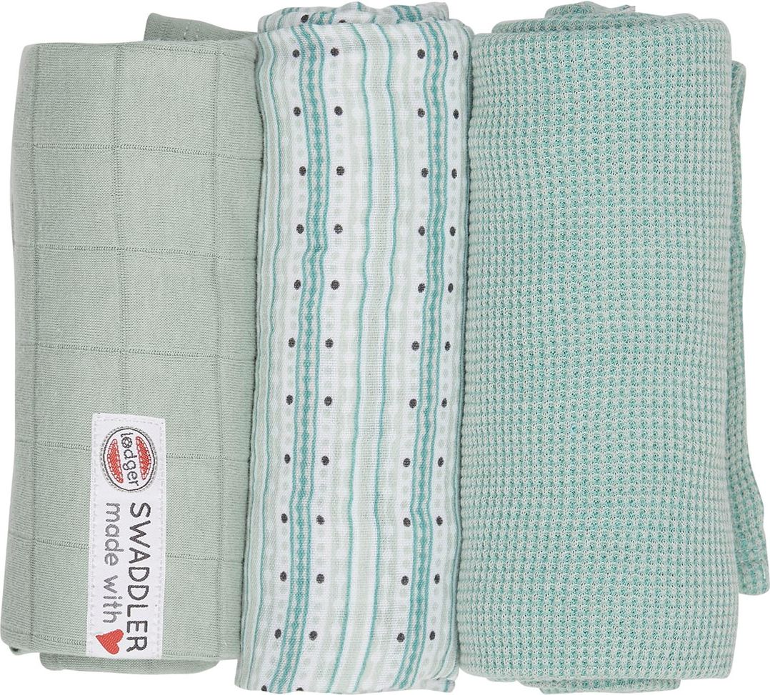 Pleny LODGER Swaddler Empire Stripe 3balení 70 x 70 cm Dust Turquoise - obrázek 1