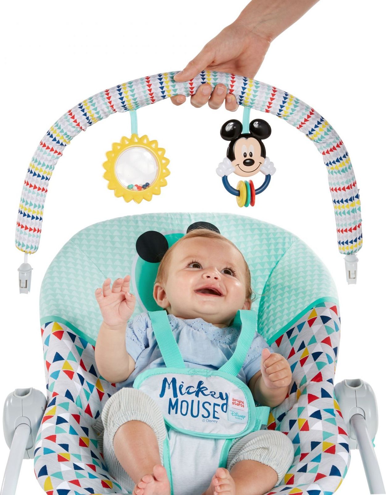 Disney Baby Houpátko vibrující MICKEY MOUSE Happy triangles 0m+, do 18kg, 2019 - obrázek 6
