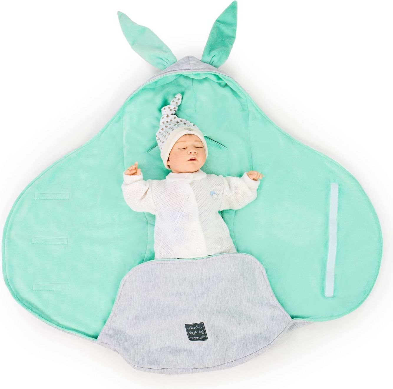 Floo for baby zavinovačka 2v1 s oušky MIKI MINT - obrázek 2