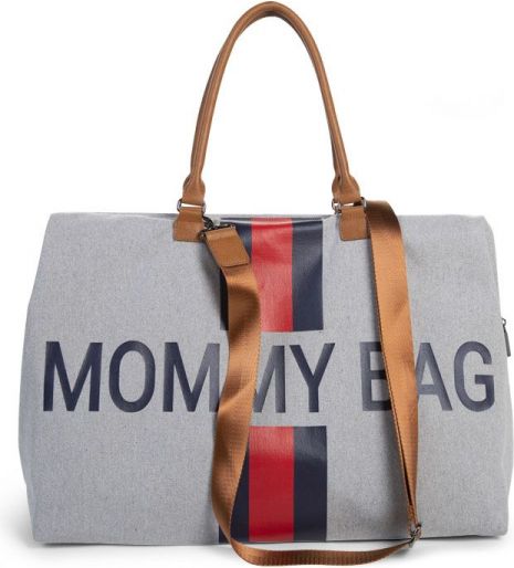Childhome Přebalovací taška Mommy Bag Grey Stripes Red/Blue - obrázek 4