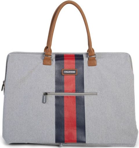 Childhome Přebalovací taška Mommy Bag Grey Stripes Red/Blue - obrázek 5