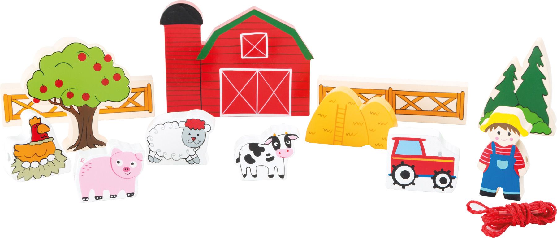 Legler Small Foot Dřevěné navlékací hrací set Varianta: Farma - obrázek 2