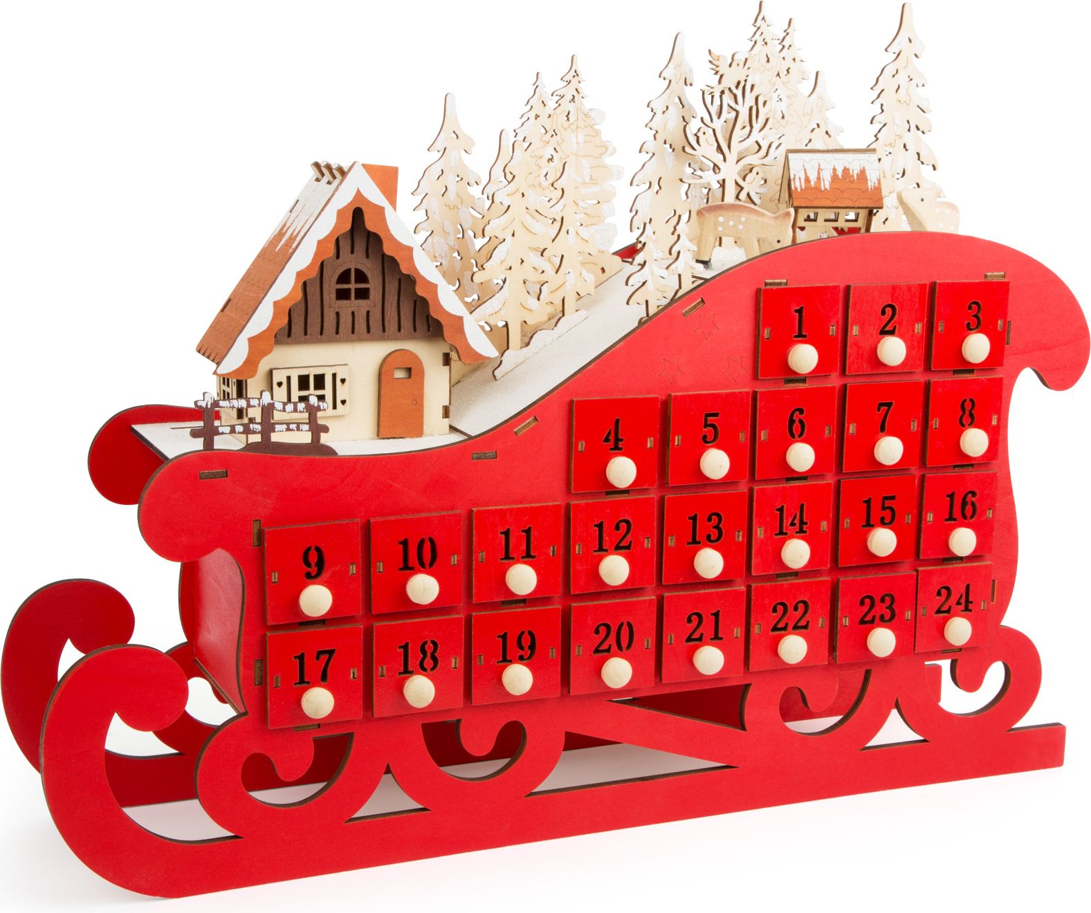 Legler Small Foot Dřevěný adventní kalendář sáňky - obrázek 1