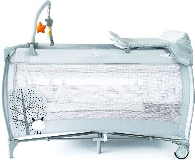 Asalvo COMPLET cestovní postýlka, grey nordic(závěsné dno, hrazda, zip a přebalovací pult) - obrázek 1