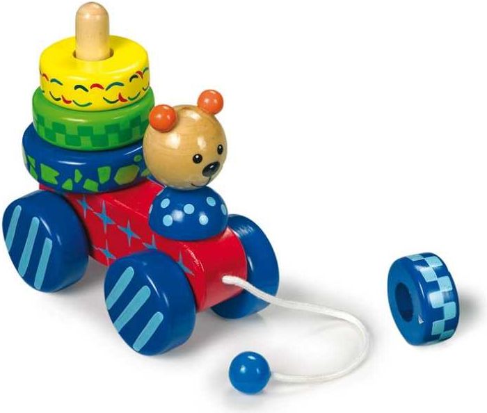 Legler Small Foot Tahací hračka + nasazování medvěd - obrázek 1